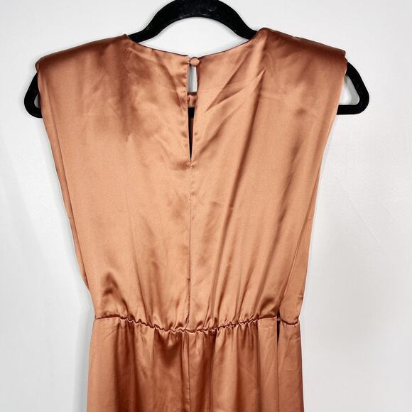 New ASOS Design Maternity US 6 Bronze Cinch Waist Pleated Maxi Dress Cocktail - Picture 7 of 12